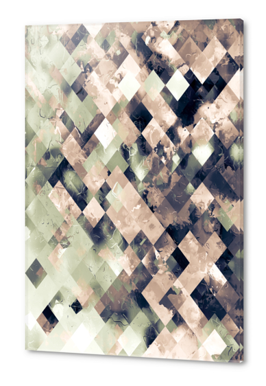 geometric pixel square pattern abstract art background in brown green Acrylic prints by Timmy333