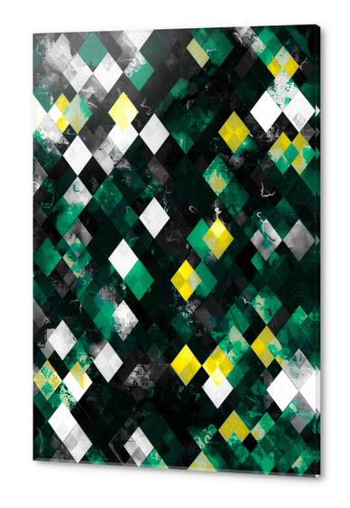 graphic design geometric pixel square pattern abstract background in green yellow Acrylic prints by Timmy333