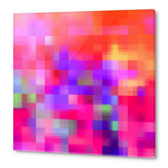 geometric pixel square pattern abstract background in pink purple blue Acrylic prints by Timmy333