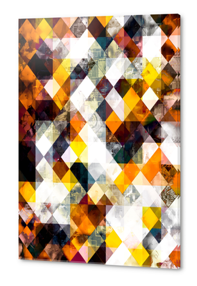 brown yellow orange geometric pixel pattern abstract art background Acrylic prints by Timmy333