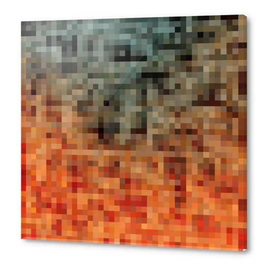 geometric pixel square pattern abstract background in brown black Acrylic prints by Timmy333