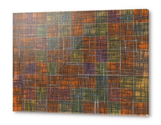 geometric square pattern abstract in orange brown green yellow Acrylic prints by Timmy333