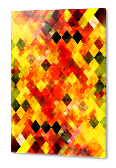 geometric square pixel pattern abstract background in red yellow Acrylic prints by Timmy333