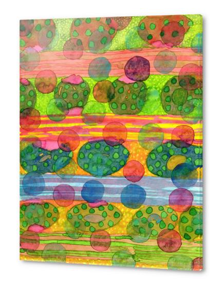 Round Shapes within and above horizontal Stripes  Acrylic prints by Heidi Capitaine