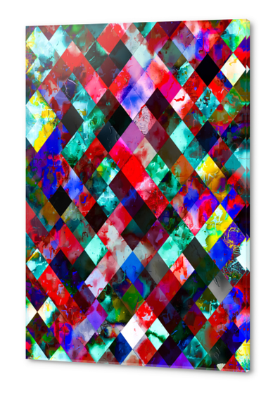 geometric pixel square pattern abstract background in red blue yellow green Acrylic prints by Timmy333