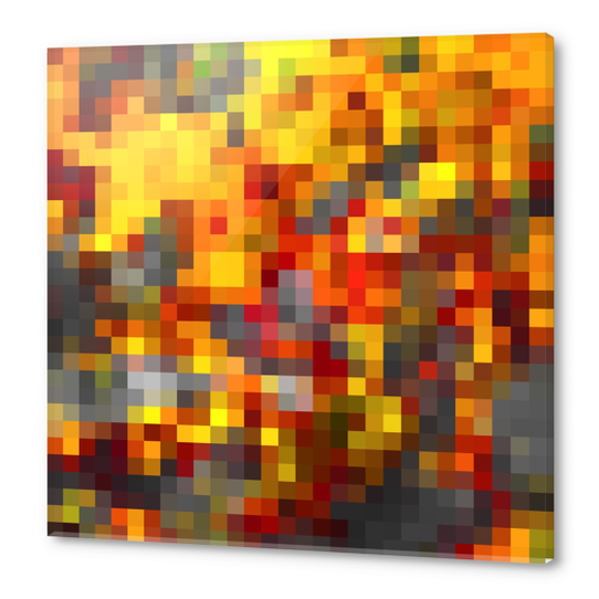 geometric pixel square pattern abstract background in brown yellow black Acrylic prints by Timmy333