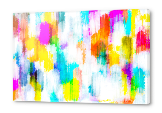 colorful splash painting texture abstract background in yellow blue pink orange Acrylic prints by Timmy333