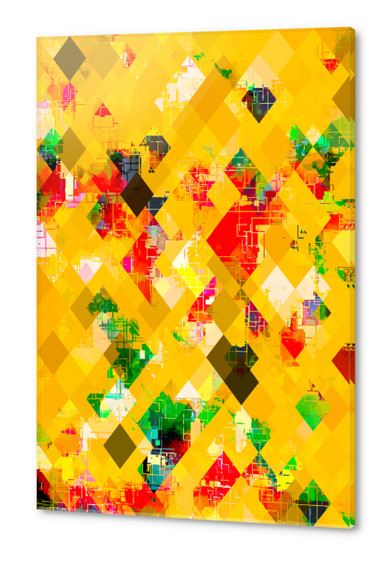 yellow geometric pixel square pattern abstract art background Acrylic prints by Timmy333