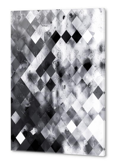 geometric square pixel pattern abstract art background in black and white Acrylic prints by Timmy333