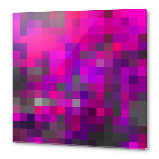 geometric pixel square pattern abstract background in purple pink Acrylic prints by Timmy333