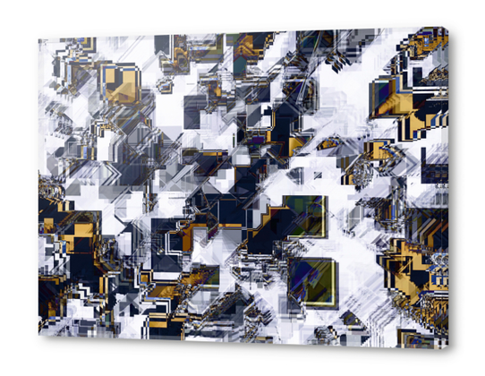 geometric square pixel art abstract in brown and black Acrylic prints by Timmy333