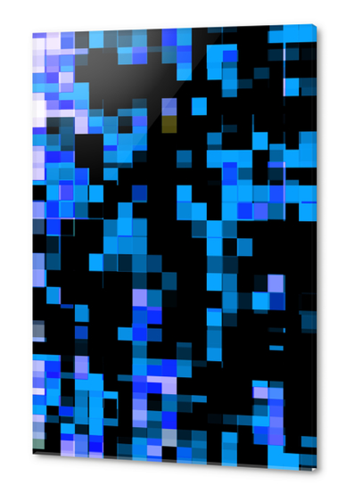 geometric pixel square pattern abstract background in blue black Acrylic prints by Timmy333