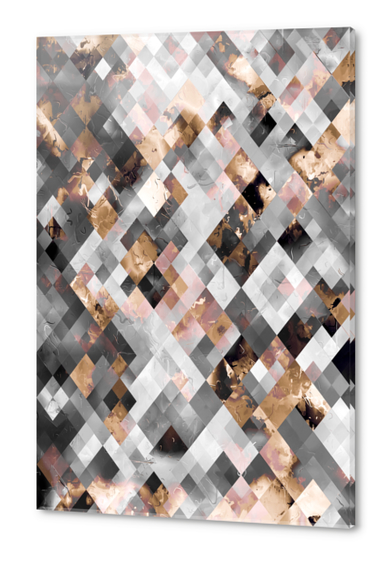 geometric square pixel pattern abstract art background in brown Acrylic prints by Timmy333