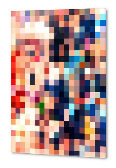 geometric pixel square pattern abstract background in brown blue red Acrylic prints by Timmy333