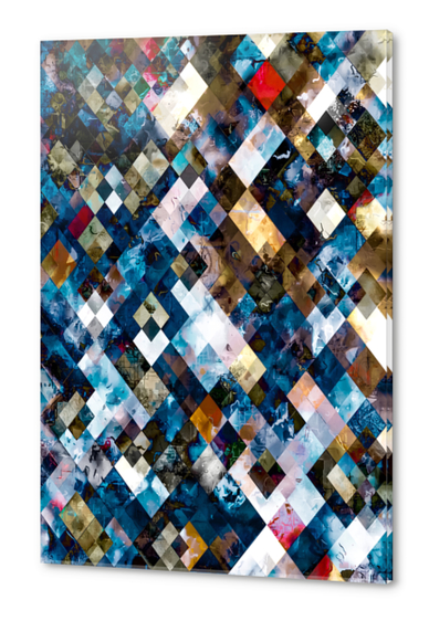 geometric pixel square pattern abstract background in blue brown Acrylic prints by Timmy333