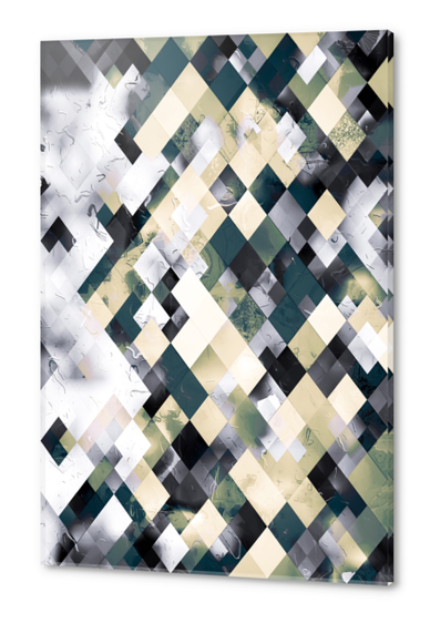 geometric square pixel pattern abstract art in green brown black Acrylic prints by Timmy333