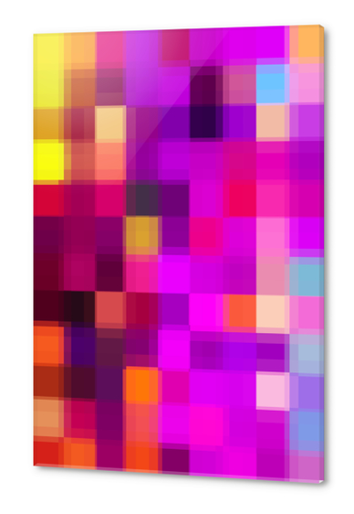 geometric pixel square pattern abstract background in purple pink yellow Acrylic prints by Timmy333