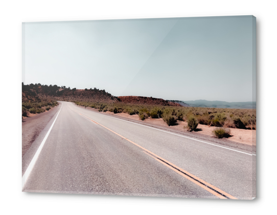 Road with the desert view and blue sky in California USA Acrylic prints by Timmy333