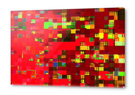 geometric pixel square pattern abstract background in red green yellow Acrylic prints by Timmy333