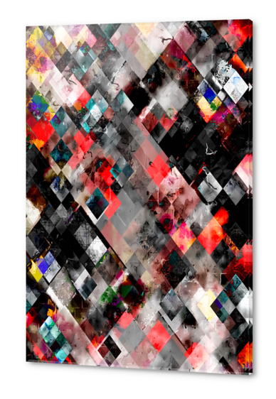 geometric pixel square pattern abstract background in red blue Acrylic prints by Timmy333