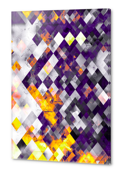 geometric pixel square pattern abstract art background in purple orange brown Acrylic prints by Timmy333