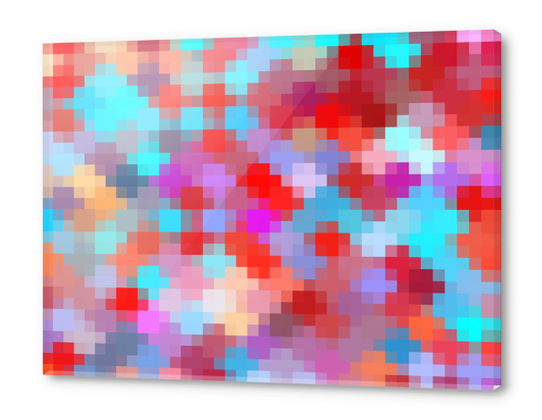 geometric square pixel pattern abstract in pink red blue Acrylic prints by Timmy333