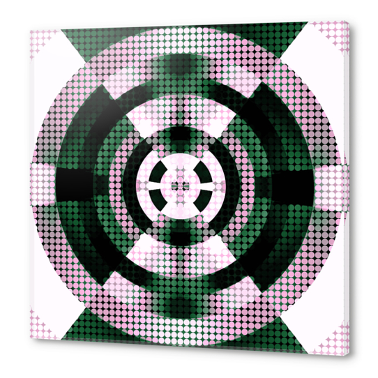 graphic design geometric symmetry circle pattern abstract background in green pink Acrylic prints by Timmy333