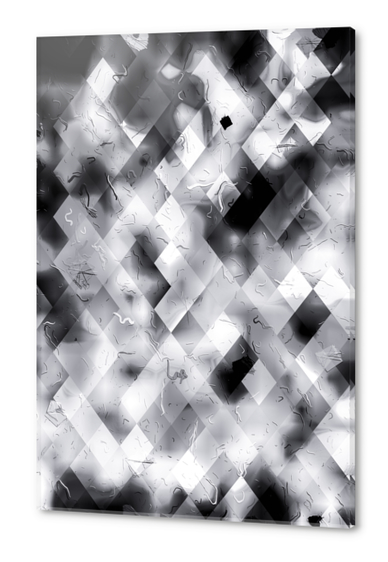 geometric square pixel pattern texture abstract art background in black and white Acrylic prints by Timmy333