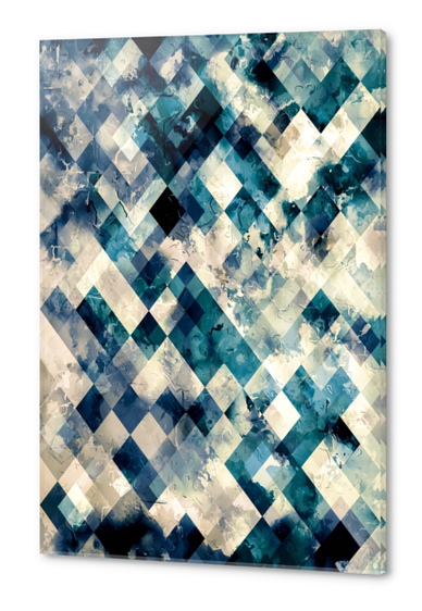 geometric pixel square pattern abstract background in blue Acrylic prints by Timmy333