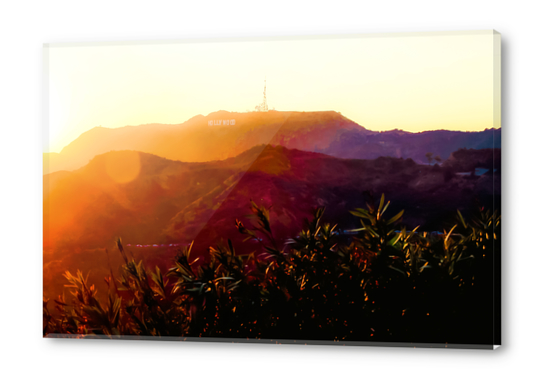 sunset sky at Hollywood Sign, Los Angeles, California, USA Acrylic prints by Timmy333