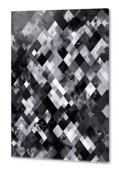 graphic design pixel geometric square pattern abstract background in black and white Acrylic prints by Timmy333