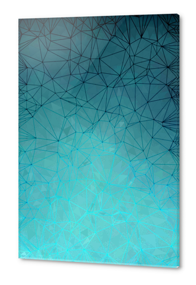 fractal geometric line pattern abstract art in green blue Acrylic prints by Timmy333