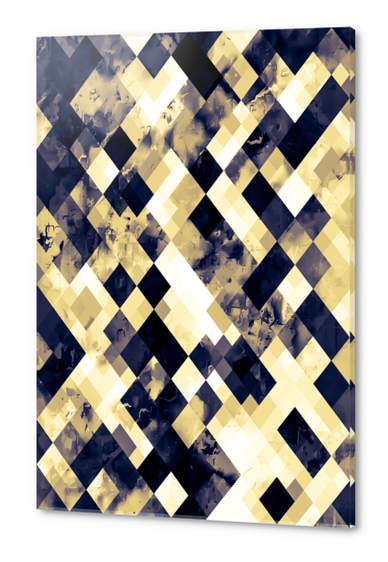 geometric square pixel pattern abstract art background in brown yellow Acrylic prints by Timmy333