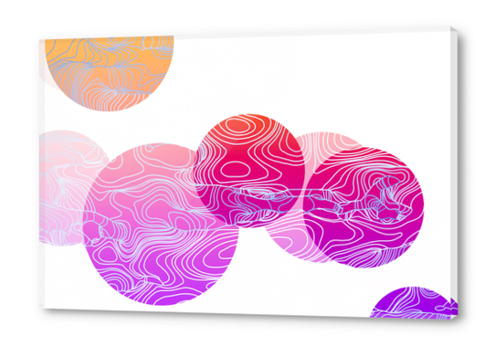 colorful geometric circle abstract background in pink purple orange Acrylic prints by Timmy333