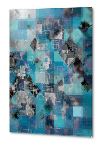 graphic design geometric pixel square pattern abstract background in blue black Acrylic prints by Timmy333