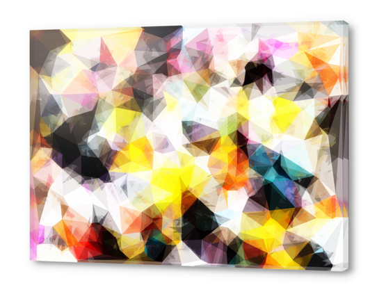 geometric triangle pattern abstract background in yellow brown pink Acrylic prints by Timmy333