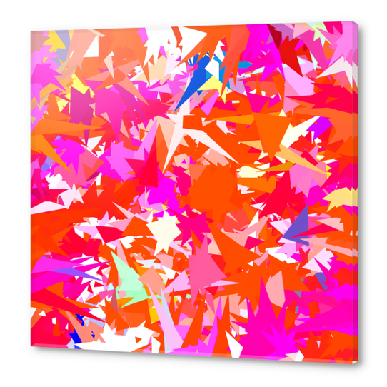 colorful geometric triangle abstract art background in pink purple orange Acrylic prints by Timmy333