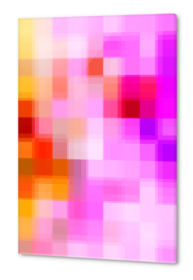 geometric pixel square pattern abstract background in pink purple yellow Acrylic prints by Timmy333