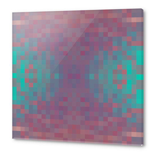 geometric symmetry art pixel square pattern abstract background in pink blue Acrylic prints by Timmy333