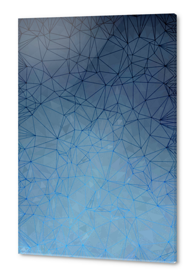 fractal geometric line pattern abstract art in blue Acrylic prints by Timmy333