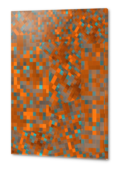 geometric pixel square pattern abstract background in orange blue Acrylic prints by Timmy333