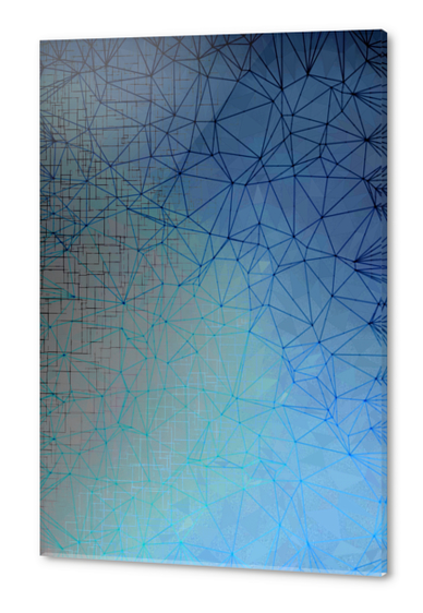 fractal graphic design geometric line pattern abstract background in blue Acrylic prints by Timmy333