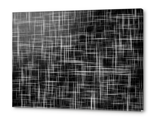 geometric line pattern abstract background in black and white Acrylic prints by Timmy333