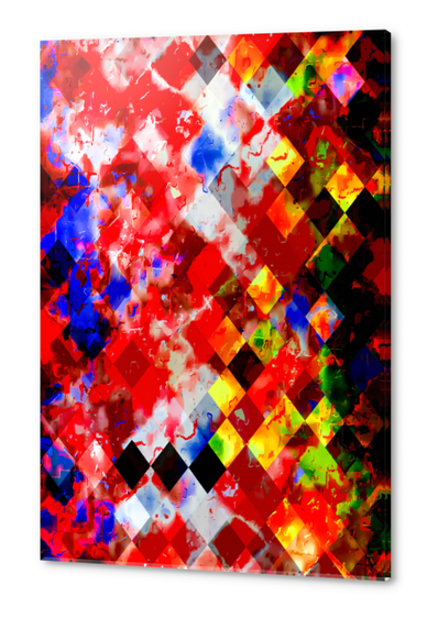 geometric square pixel pattern abstract background in red yellow blue Acrylic prints by Timmy333