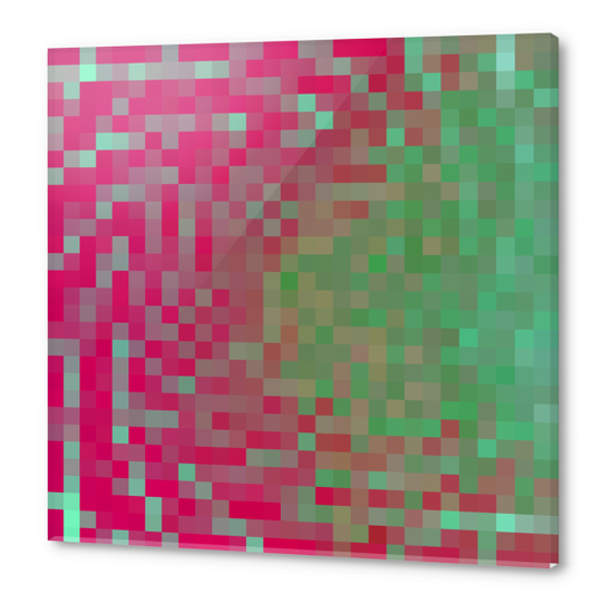 graphic design pixel geometric square pattern abstract background in pink green Acrylic prints by Timmy333