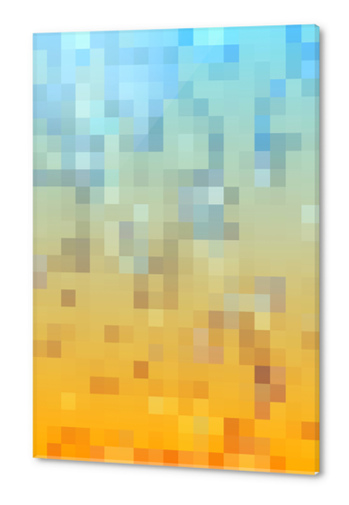 graphic design geometric pixel square pattern abstract background in yellow blue Acrylic prints by Timmy333