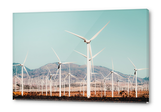 Wind turbine in the desert at Kern County California USA Acrylic prints by Timmy333