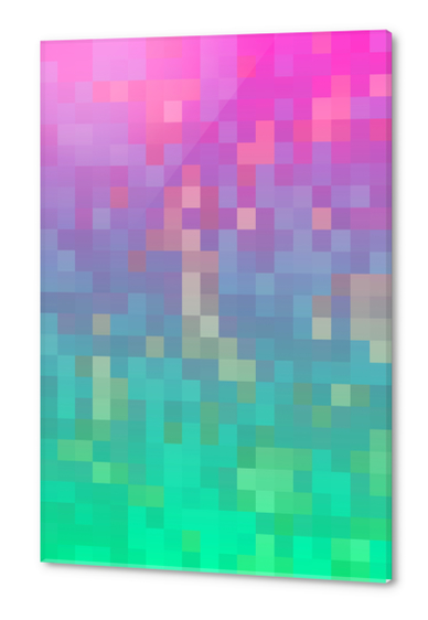 geometric pixel square pattern abstract background in pink purple blue green Acrylic prints by Timmy333