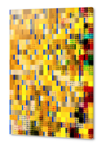 geometric pixel square pattern abstract background in yellow blue red Acrylic prints by Timmy333