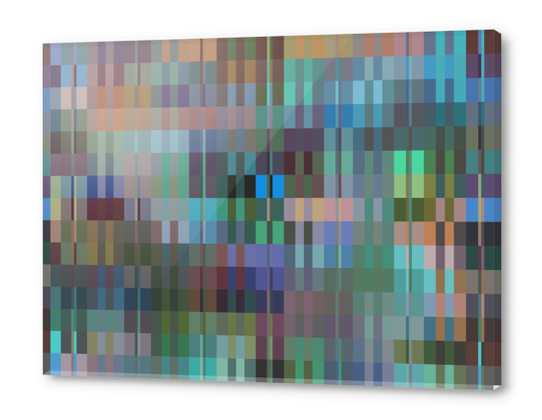 brown blue geometric square pixel pattern abstract background Acrylic prints by Timmy333